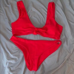 Bright red Zaful bathing suit
